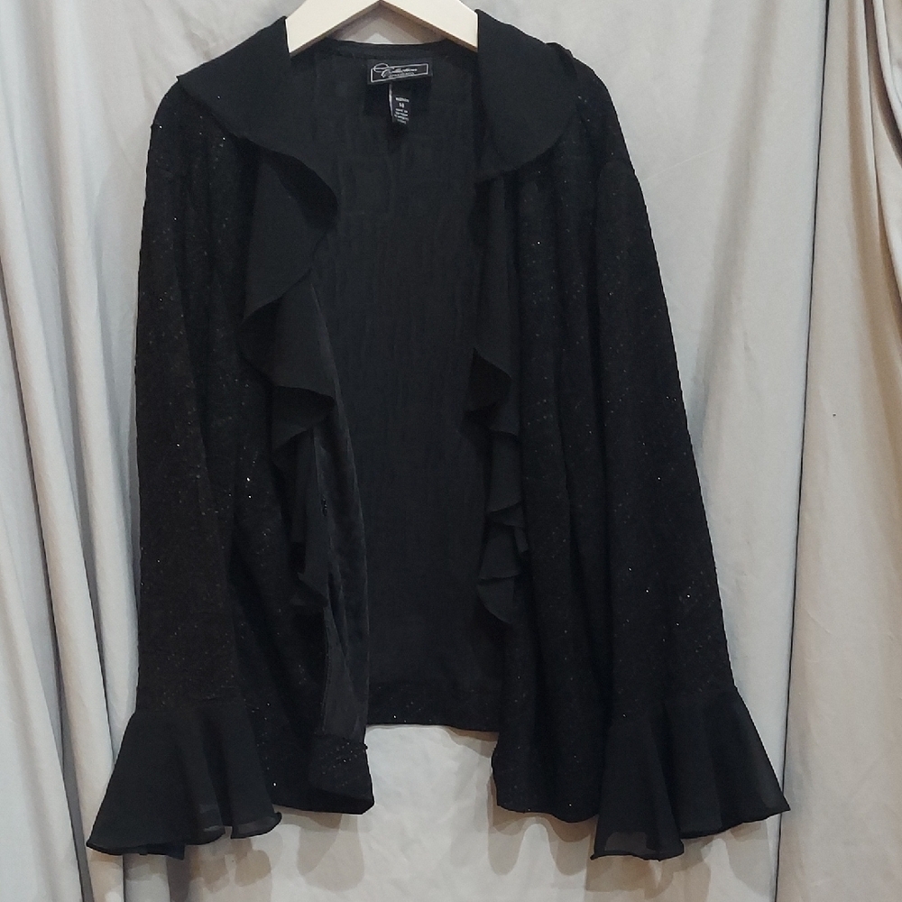DRESS BARN Black Ruffled Women's Jacket Size 14W